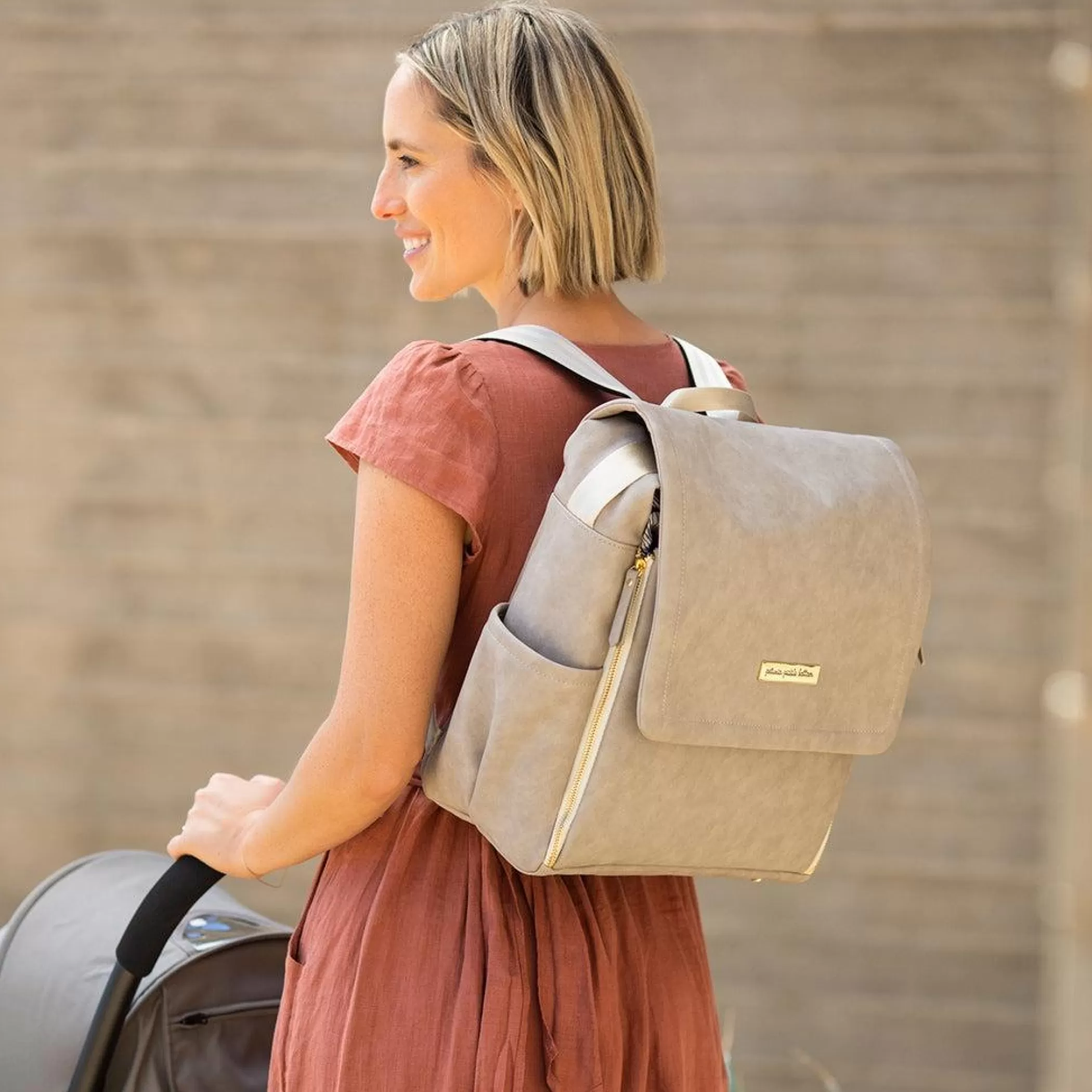 Petunia Pickle Bottom Backpacks | Boxy Backpack In Grey Matte Leatherette