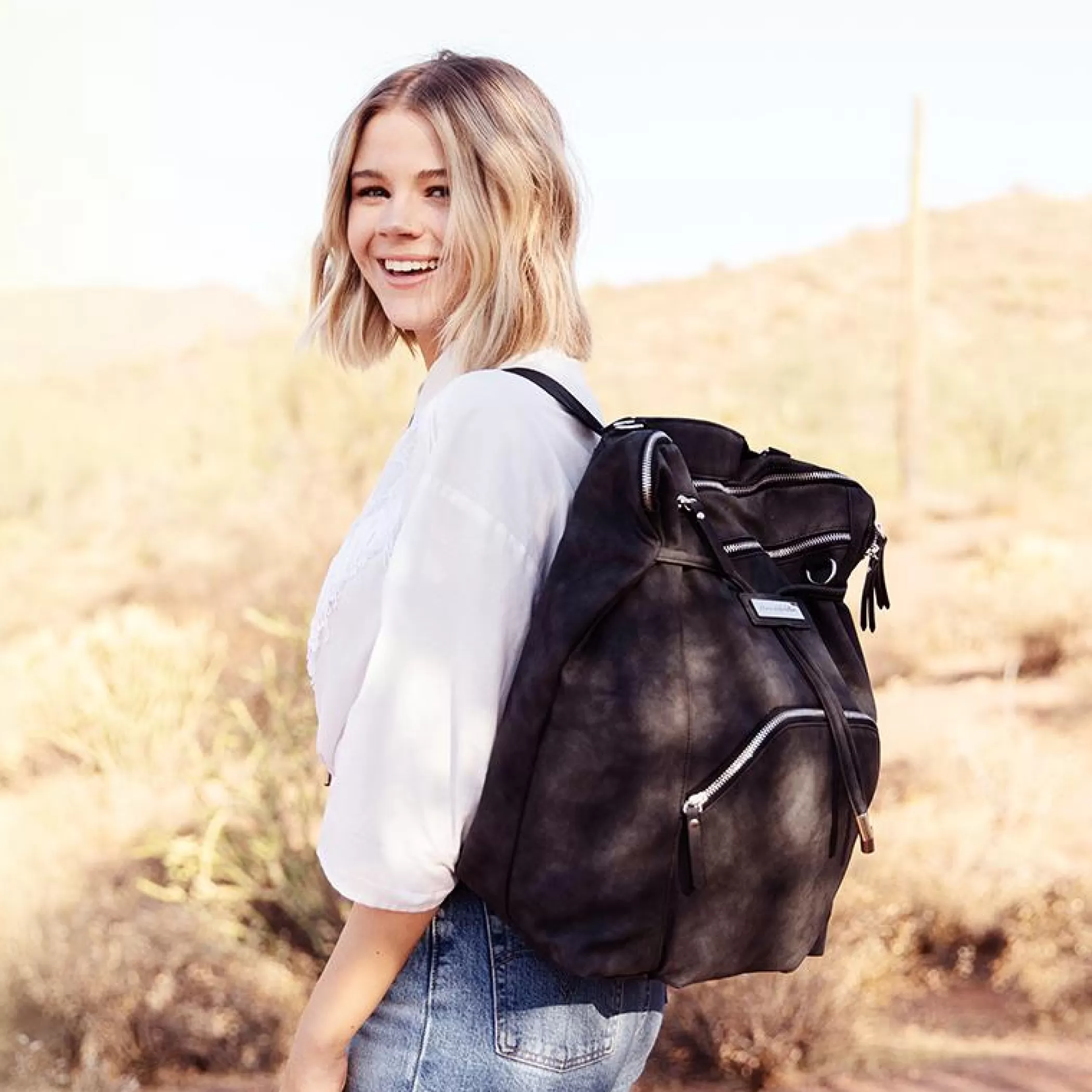 Petunia Pickle Bottom Backpacks | Cinch Backpack In Midnight Leatherette